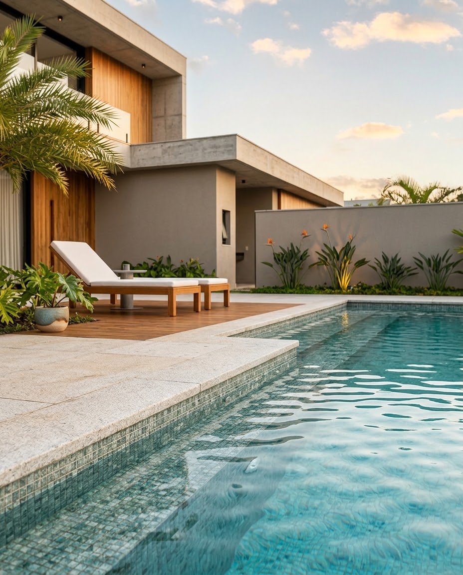 Piscina construída pela Mazalli Piscinas